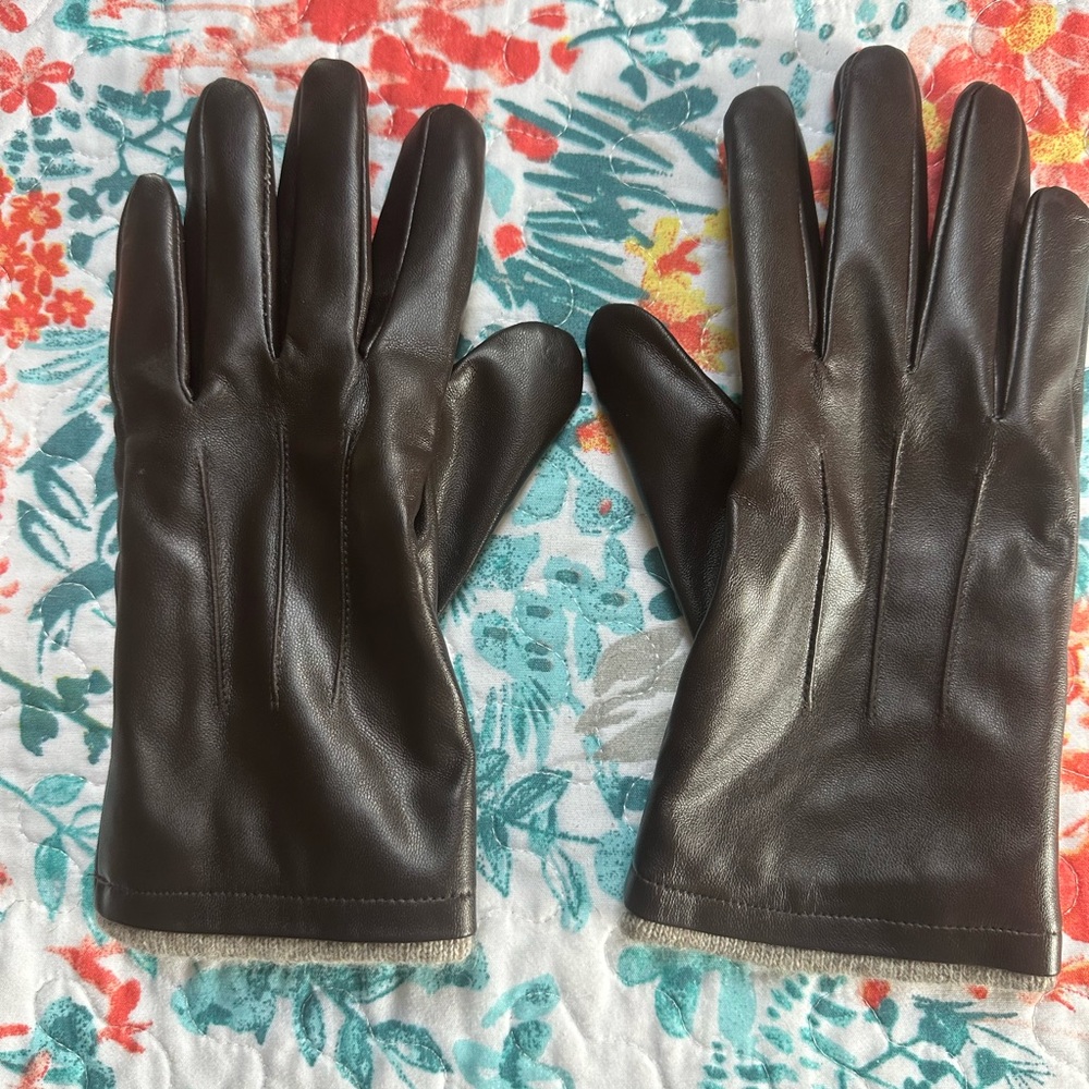 Winter Leather Gloves for Men with Wool Lining Size Medium